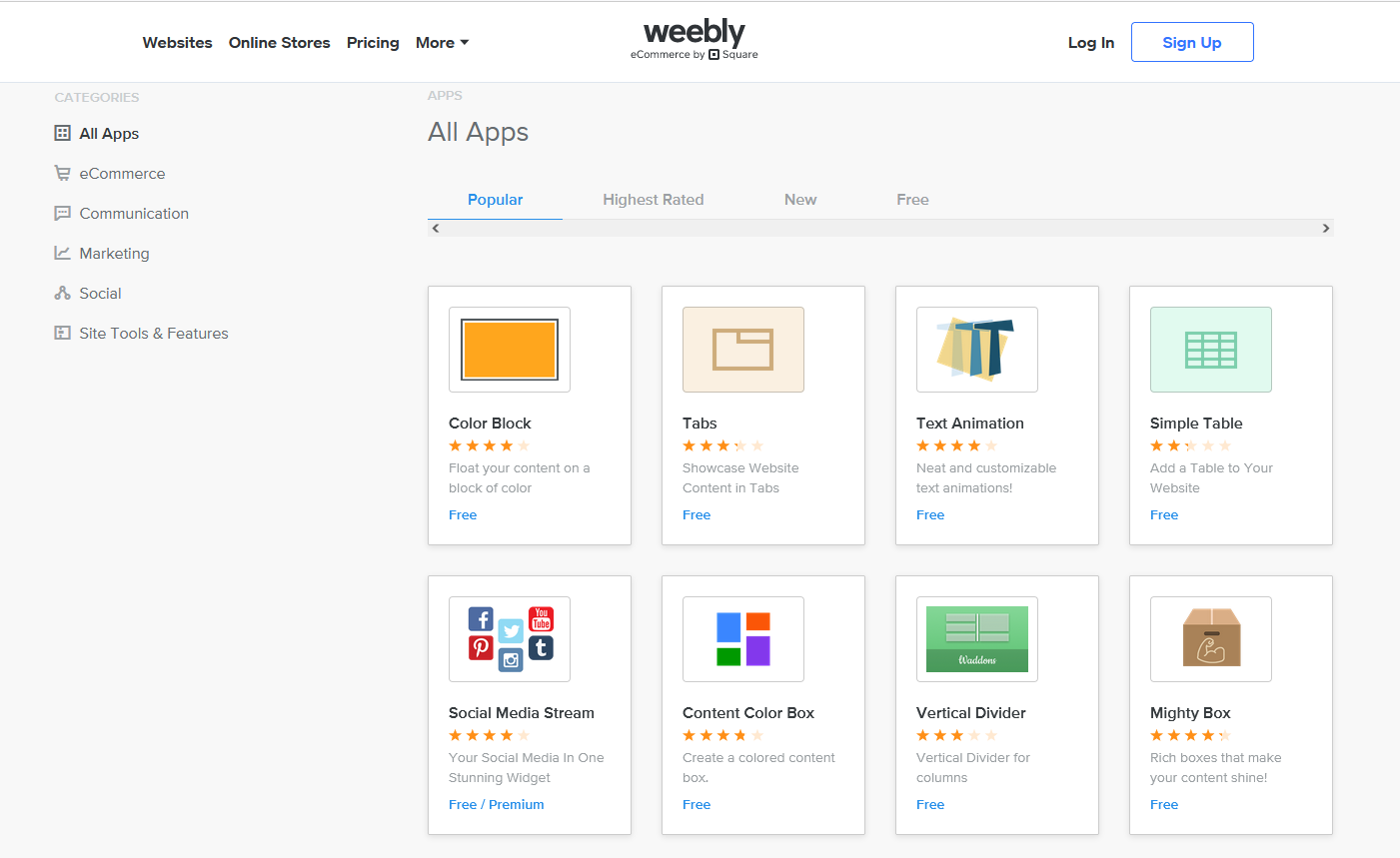 Weebly web Builder app center 